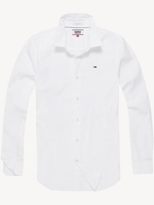 White Tommy Hilfiger Stretch Slim Fit Men\'s Shirts | TH452PJV