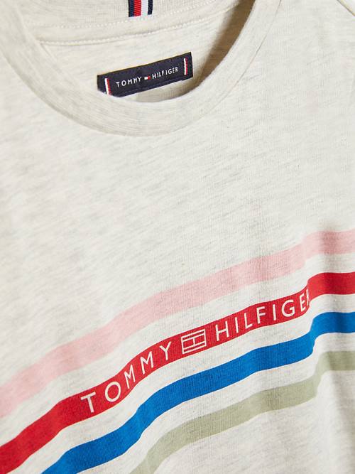 White Tommy Hilfiger Stripe Logo Boys' T Shirts | TH395YVL