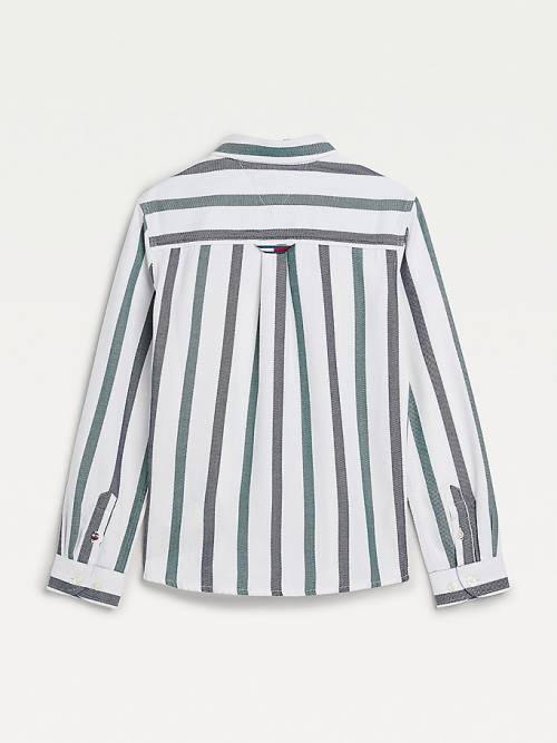 White Tommy Hilfiger Stripe Patch Pocket Boys' Shirts | TH619KQA