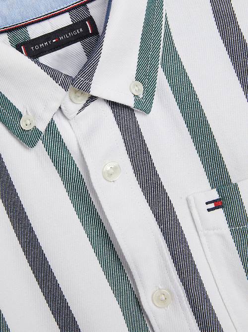 White Tommy Hilfiger Stripe Patch Pocket Boys' Shirts | TH619KQA