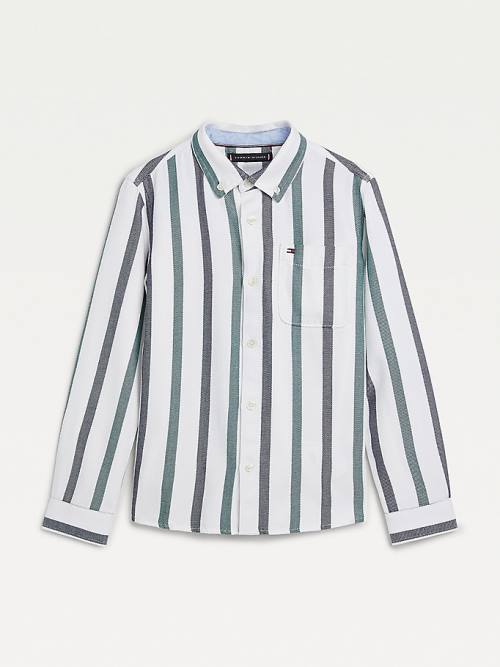 White Tommy Hilfiger Stripe Patch Pocket Boys\' Shirts | TH619KQA