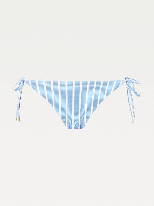 White Tommy Hilfiger Stripe Side Tie Bikini Bottoms Women's Swimwear | TH961VWK