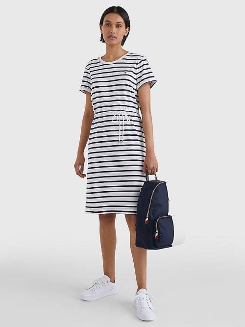 White Tommy Hilfiger Stripe Women's Dress | TH894QSY