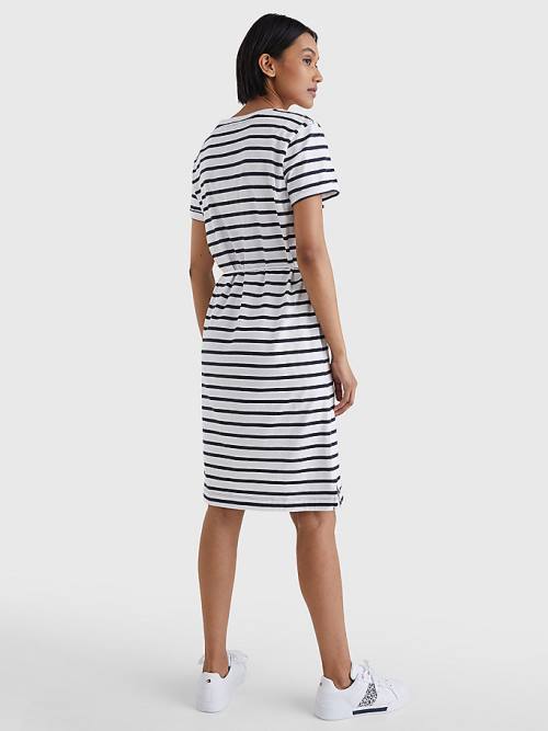 White Tommy Hilfiger Stripe Women's Dress | TH894QSY