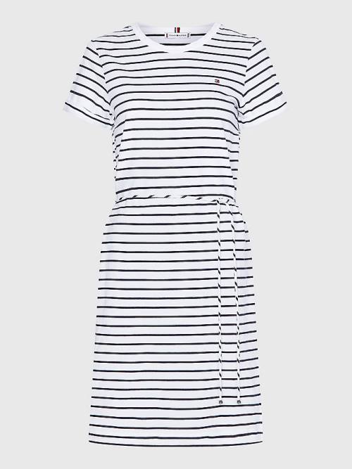 White Tommy Hilfiger Stripe Women's Dress | TH894QSY