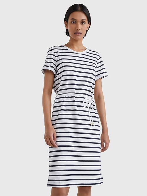 White Tommy Hilfiger Stripe Women\'s Dress | TH894QSY