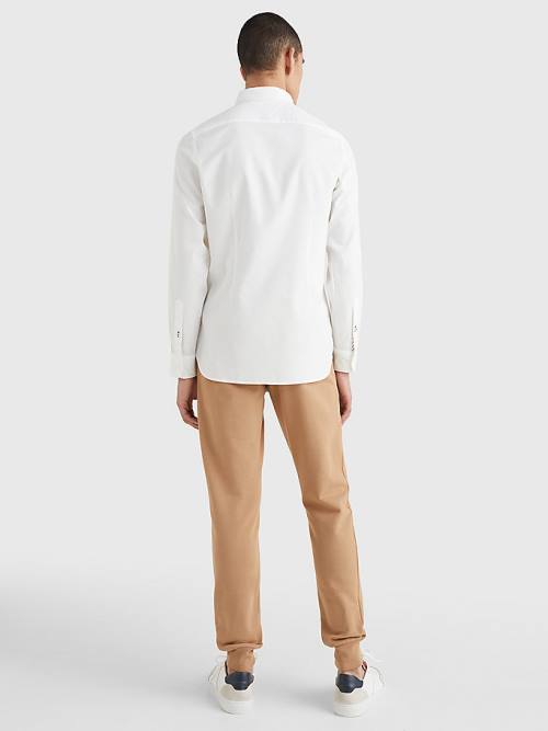 White Tommy Hilfiger TH Flex Dobby Slim Fit Men's Shirts | TH083LFB