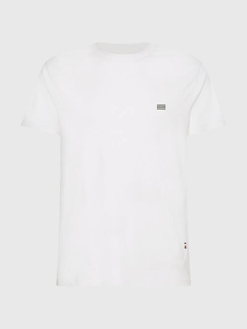 White Tommy Hilfiger TH Flex Pure Cotton Travel Men's T Shirts | TH854MYN