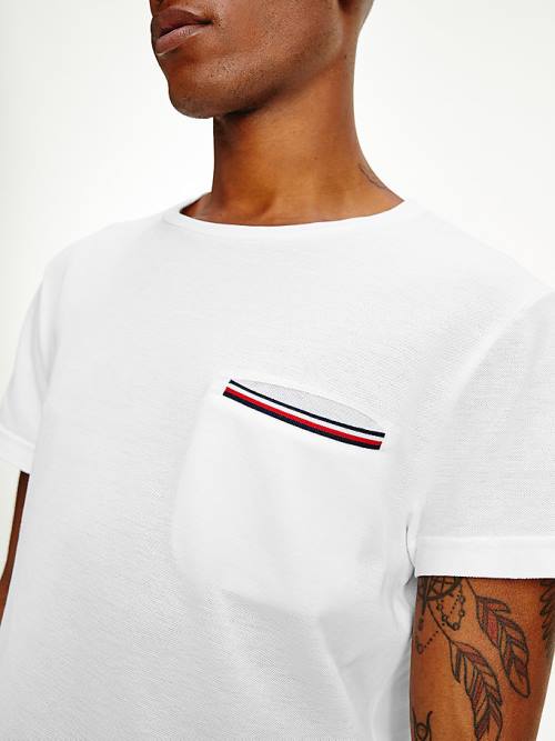 White Tommy Hilfiger TH Flex Signature Detailing Men's T Shirts | TH508TUW