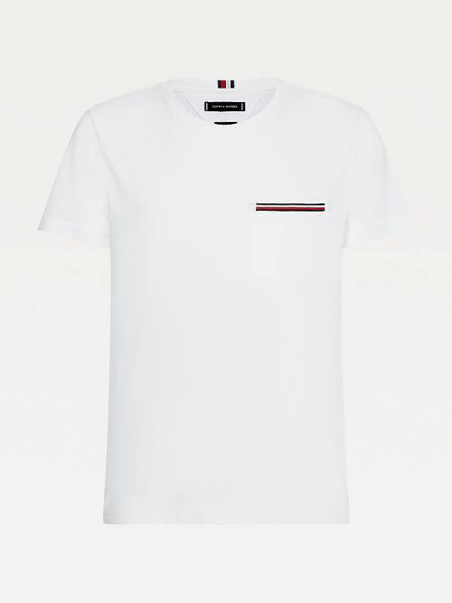 White Tommy Hilfiger TH Flex Signature Detailing Men's T Shirts | TH508TUW