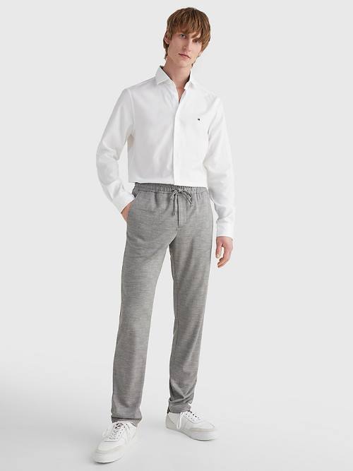 White Tommy Hilfiger TH Flex Slim Fit Dobby Men's Shirts | TH578HNT