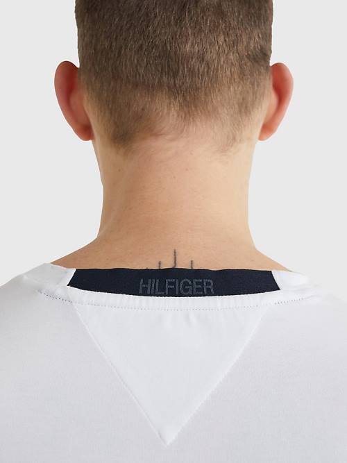 White Tommy Hilfiger TH Flex Tech Essentials Men's T Shirts | TH238POV