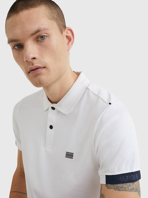 White Tommy Hilfiger TH Flex Tech Essentials Slim Men's Polo Shirts | TH482FLP