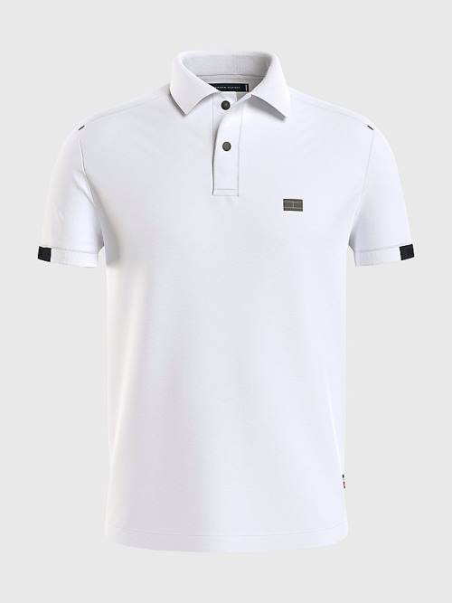 White Tommy Hilfiger TH Flex Tech Essentials Slim Men's Polo Shirts | TH482FLP