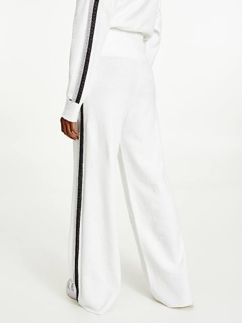 White Tommy Hilfiger TH Flex Wide Leg Stripe Women's Pants | TH069TYK