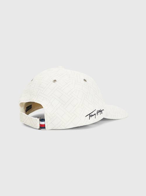 White Tommy Hilfiger TH Modern Signature Embroidery Cap Men's Hats | TH738WHS