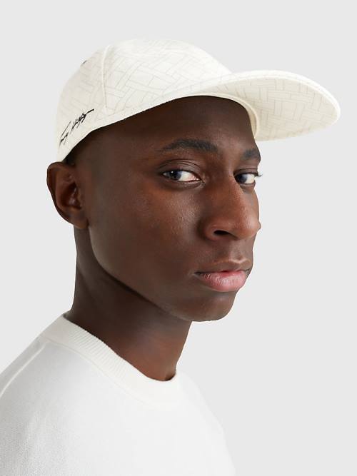 White Tommy Hilfiger TH Modern Signature Embroidery Cap Men's Hats | TH738WHS