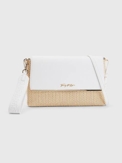 White Tommy Hilfiger TH Modern Straw Clutch Women\'s Bags | TH578OSH