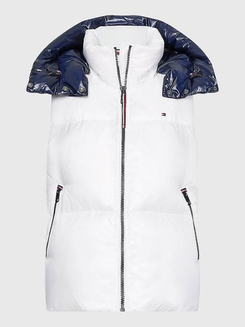 White Tommy Hilfiger TH Protect Relaxed Down Puffer Vest Women's Coats | TH684TJH