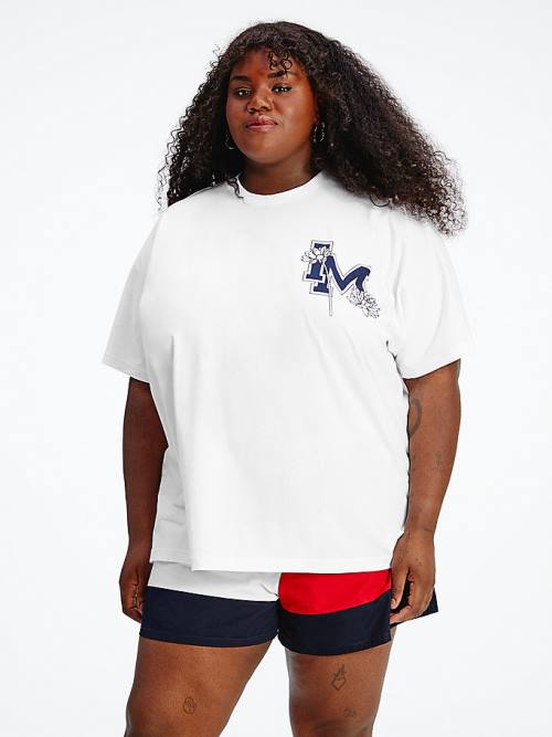 White Tommy Hilfiger TOMMYXINDYA Varsity Women's T Shirts | TH691MZH