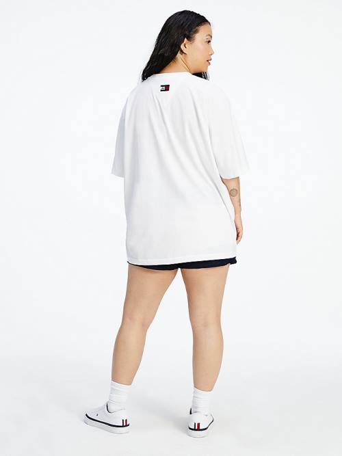 White Tommy Hilfiger TOMMYXINDYA Varsity Women's T Shirts | TH691MZH