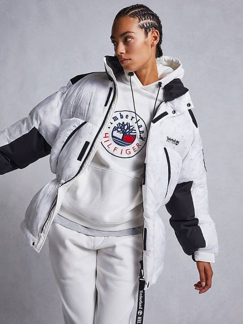 White Tommy Hilfiger TOMMYXTIMBERLAND Dual Gender Transparent Puffer Men's Jackets | TH271AWD