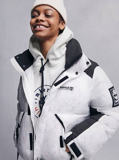 White Tommy Hilfiger TOMMYXTIMBERLAND Transparent Puffer Women's Jackets | TH476DGS