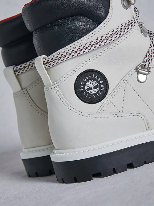 White Tommy Hilfiger TOMMYXTIMBERLAND Waterproof Cleated Hiking Women's Boots | TH435QRX