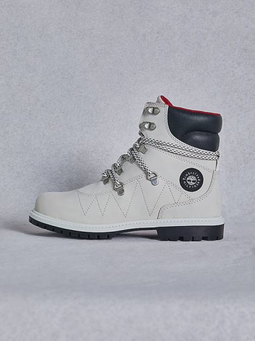 White Tommy Hilfiger TOMMYXTIMBERLAND Waterproof Cleated Hiking Women's Boots | TH435QRX