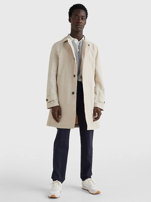 White Tommy Hilfiger Taped Trench Coat Men's Jackets | TH025XBY