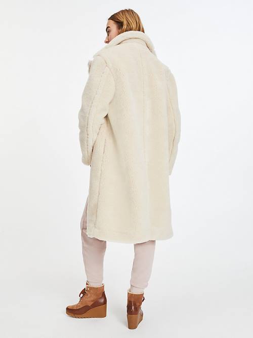 White Tommy Hilfiger Teddy Maxi Women's Coats | TH735ECG