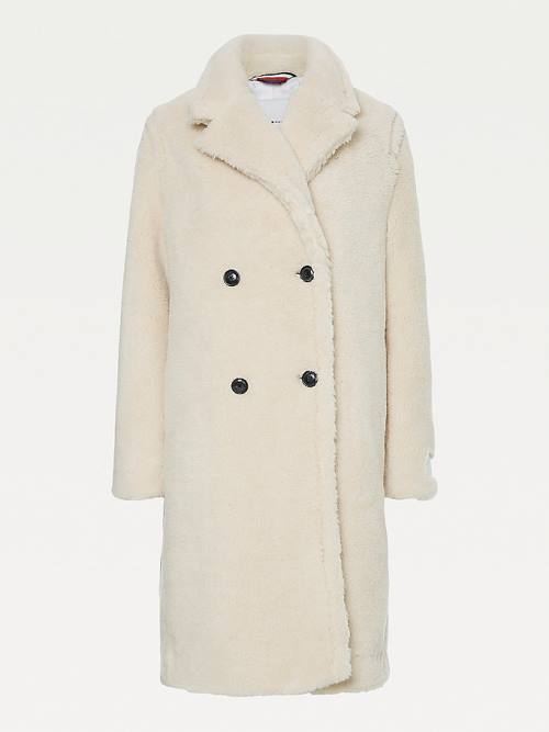 White Tommy Hilfiger Teddy Maxi Women's Coats | TH735ECG