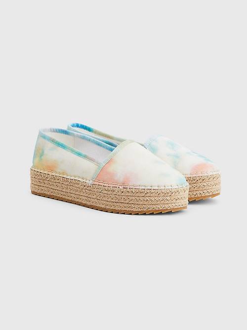 White Tommy Hilfiger Tie-Dye Flatform Espadrilles Women\'s Loafers | TH640YJT