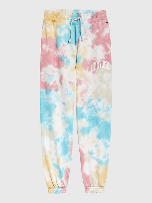 White Tommy Hilfiger Tie-Dye Relaxed Fit Joggers Women's Pants | TH086OQE