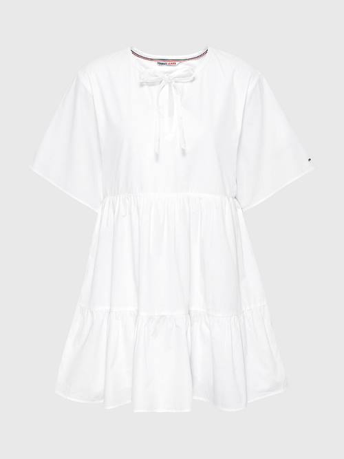 White Tommy Hilfiger Tiered Kaftan Women's Dress | TH498RHA