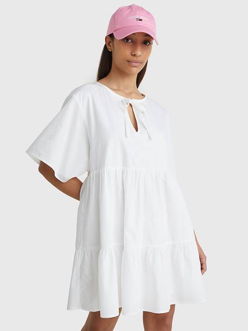 White Tommy Hilfiger Tiered Kaftan Women\'s Dress | TH498RHA