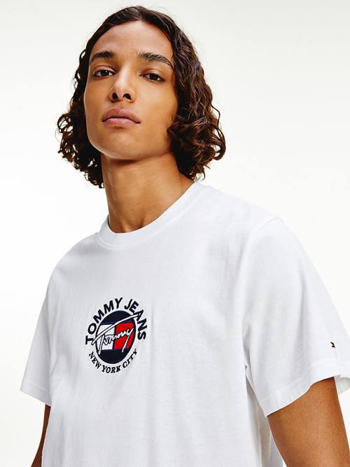 White Tommy Hilfiger Timeless Signature Logo Men's T Shirts | TH914VRI