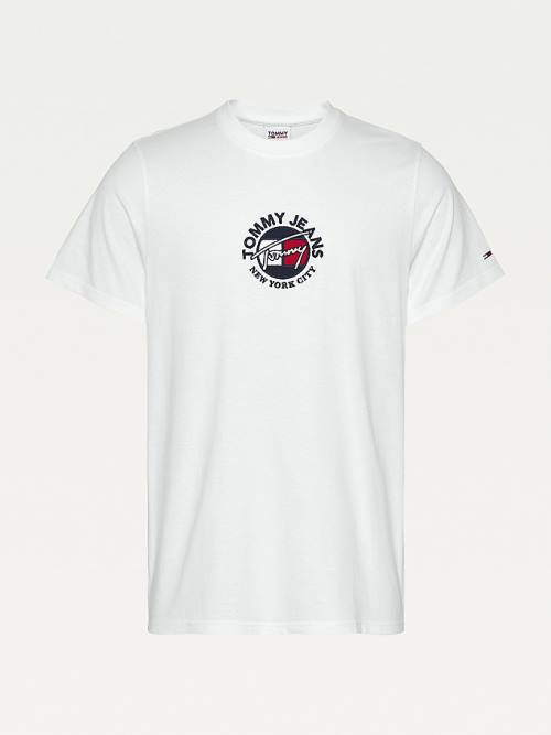 White Tommy Hilfiger Timeless Signature Logo Men's T Shirts | TH914VRI