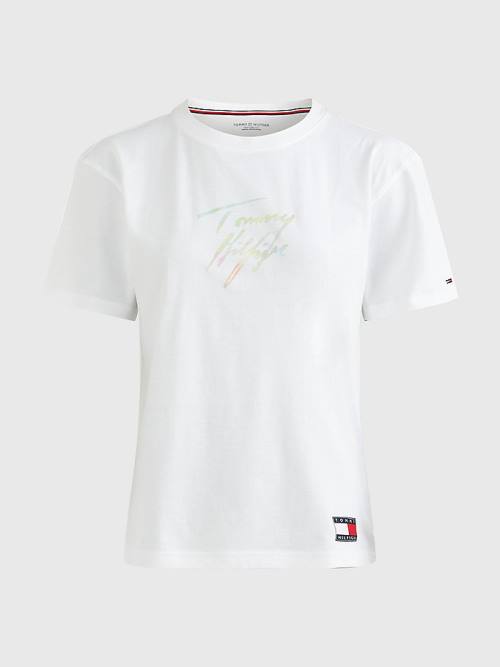 White Tommy Hilfiger Tommy 85 Pastel Logo Women\'s T Shirts | TH867VBG