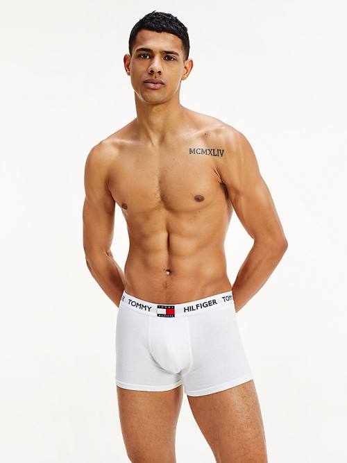 White Tommy Hilfiger Tommy 85 Stretch Cotton Logo Trunks Men's Underwear | TH039IAU