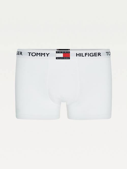 White Tommy Hilfiger Tommy 85 Stretch Cotton Logo Trunks Men's Underwear | TH039IAU