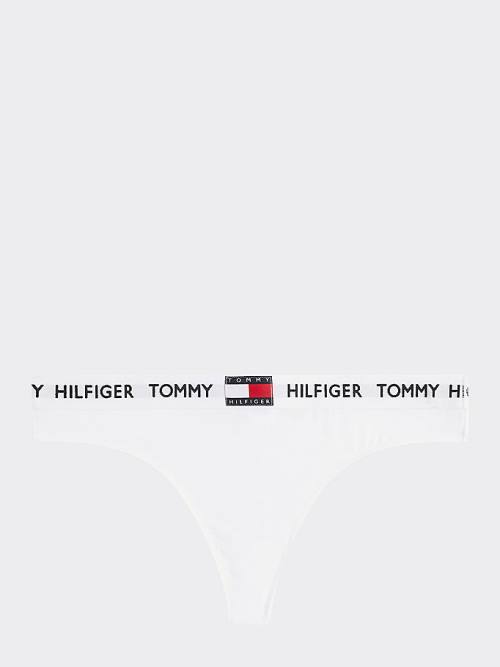 White Tommy Hilfiger Tommy 85 Stretch Cotton Logo Thong Women's Underwear | TH230ANV