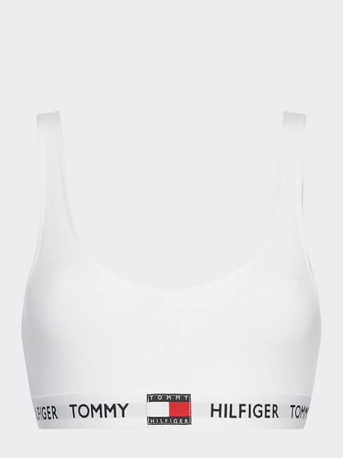 White Tommy Hilfiger Tommy 85 Stretch Cotton Logo Bralette Women's Underwear | TH694ISN