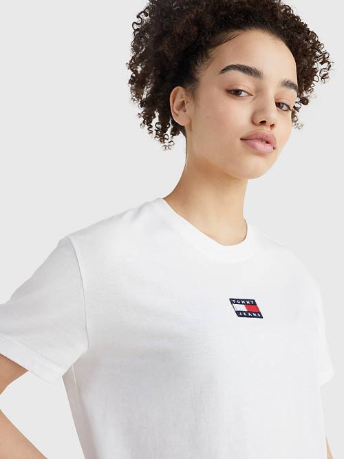 White Tommy Hilfiger Tommy Badge Crew Neck Women's T Shirts | TH231ZJW