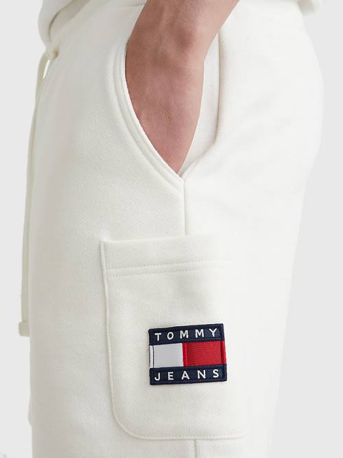 White Tommy Hilfiger Tommy Badge Relaxed Cargo Men's Shorts | TH358ZYB