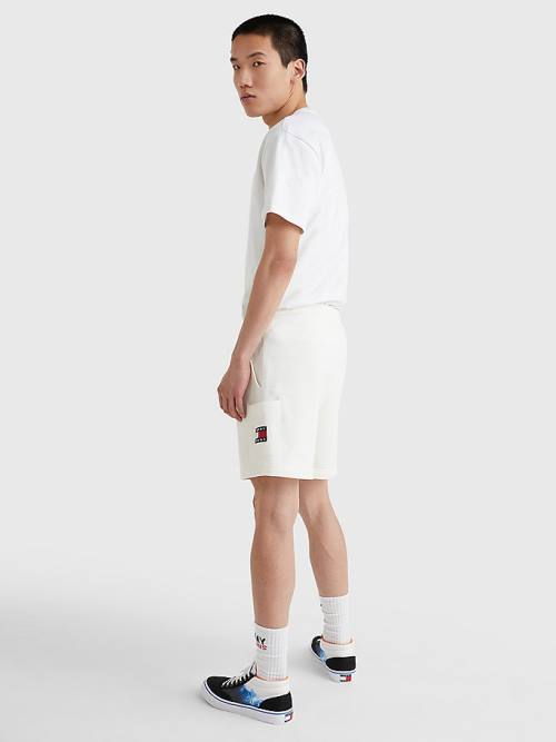 White Tommy Hilfiger Tommy Badge Relaxed Cargo Men's Shorts | TH358ZYB