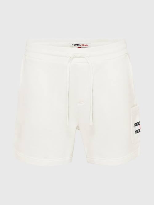 White Tommy Hilfiger Tommy Badge Relaxed Cargo Men's Shorts | TH358ZYB