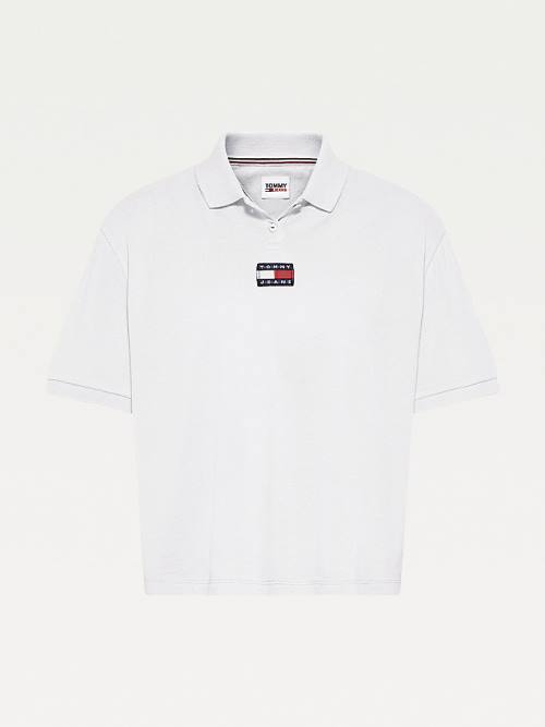 White Tommy Hilfiger Tommy Badge Women\'s Polo Shirts | TH159WJE