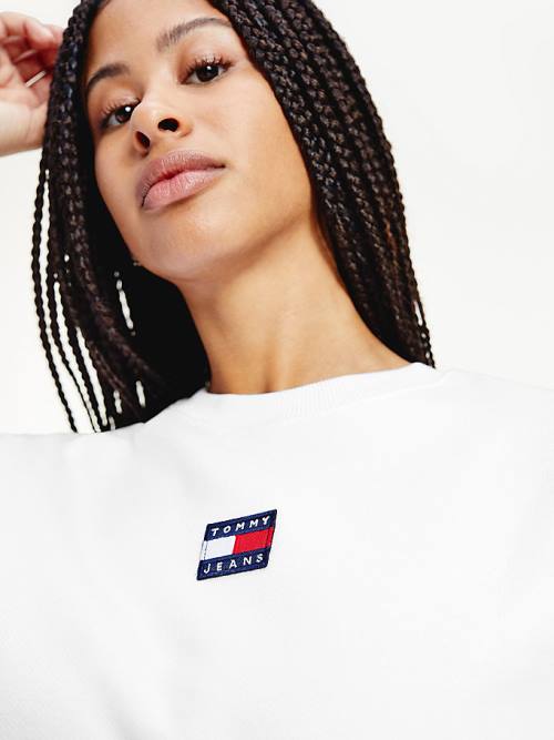 White Tommy Hilfiger Tommy Badge Women's Sweatshirts | TH275CRT