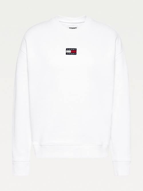 White Tommy Hilfiger Tommy Badge Women's Sweatshirts | TH275CRT